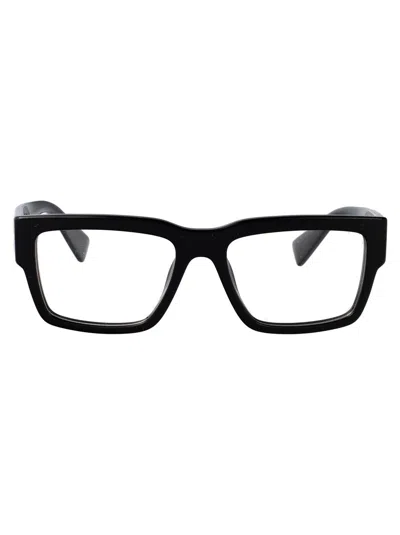 Miu Miu Mens Black Mu 02xv Rectangle-frame Acetate Eyeglasses