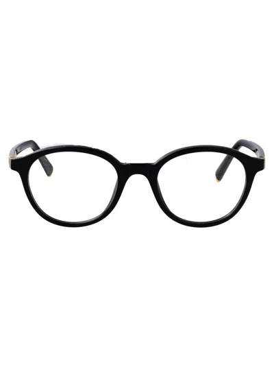 Miu Miu 0mu 02wv Glossy Black Acetate Round Frame Eyeglasses In White
