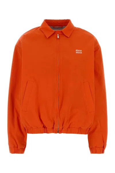 Miu Miu Orange Cotton Bomber Jacket