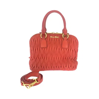 Pre-owned Miu Miu Orange Leather Handbag Shoulder Bag ()