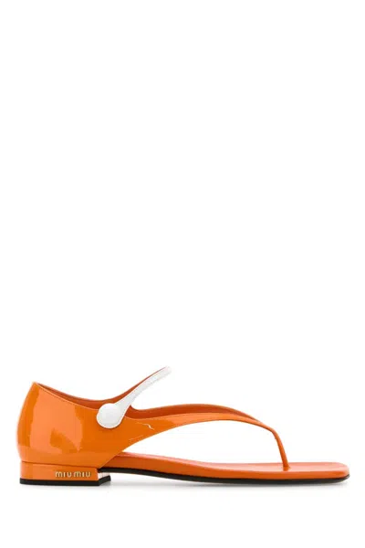 Miu Miu Orange Leather Sandals