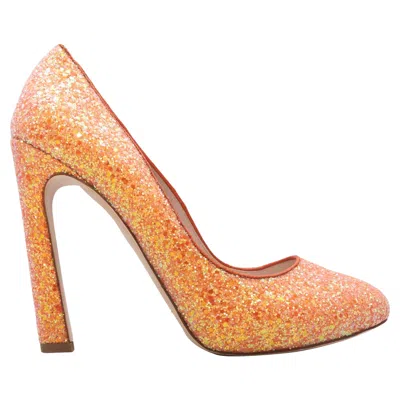 Pre-owned Miu Miu Orange  Glitter Pumps Size 39.5