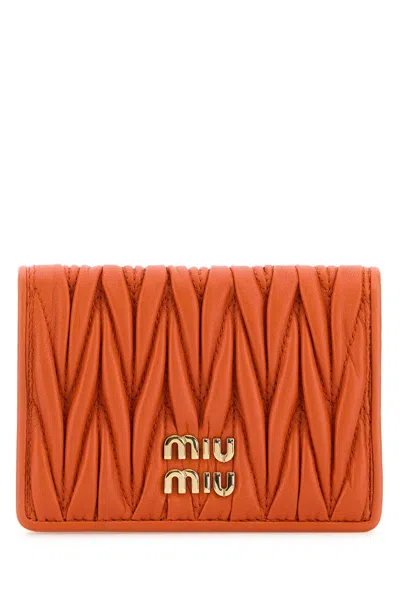 Miu Miu Orange Nappa Leather Card Holder