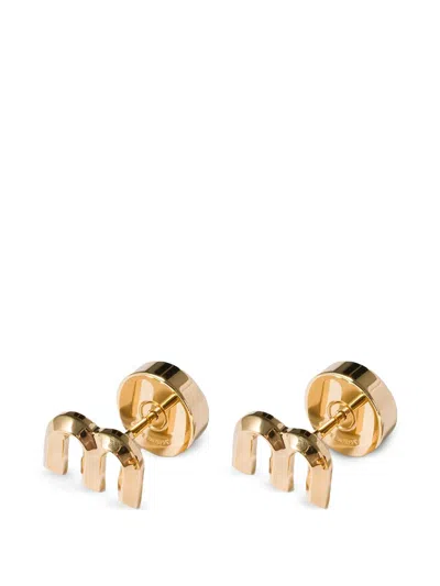 Miu Miu Metal Earrings Unique Design Dimensional Shine In Transparent