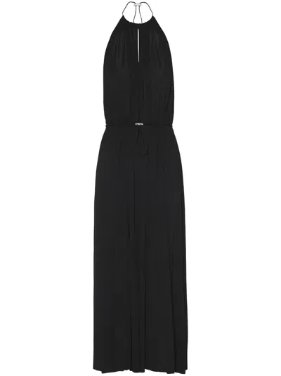 Miu Miu Organzine Halter Midi-dress In Black