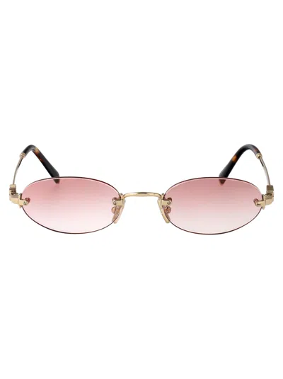 Miu Miu Logo Sunglasses In Gradient Pink Lenses