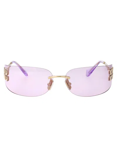 Miu Miu Glimpse Squared Metal Sunglasses In Gold