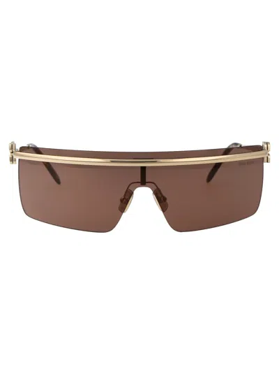 Miu Miu Womens Gold Mu 50zs Irregular-frame Metal Sunglasses In Brown