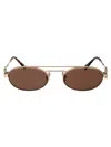 Miu Miu Miu Mens Gold Mu 54zs Oval-frame Metal Sunglasses In Blue