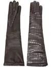 Miu Miu Croc-embossed Leather Gloves In Moro