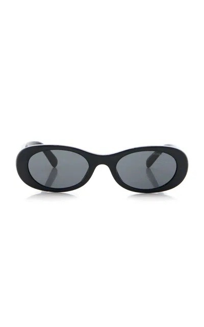 Miu Miu Oval-frame Acetate Sunglasses In Black