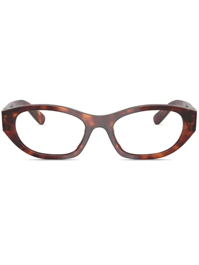 Miu Miu Oval-frame Glasses In Brown