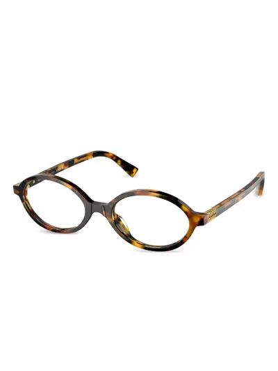 Miu Miu Oval-frame Glasses In Brown