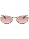 Miu Miu Oval-frame Gradient-lenses Sunglasses In Gold