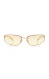 Miu Miu Oval-frame Metal Sunglasses In Orange