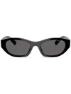 Miu Miu Oval-frame Sunglasses In 黑色