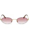 Miu Miu Oval-frame Sunglasses In 金色