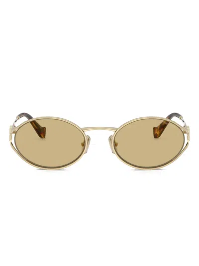 Miu Miu Mu 52ys Metal Oval Sunglasses In Brown