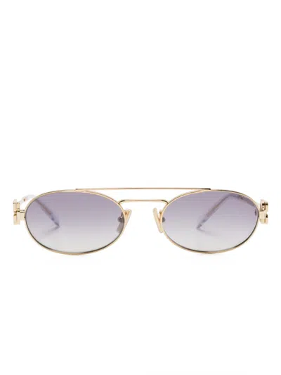 Miu Miu Oval-frame Sunglasses In 金色