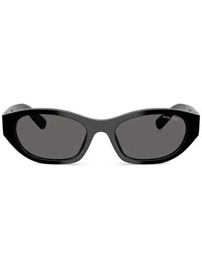 Miu Miu Oval-frame Sunglasses In Black