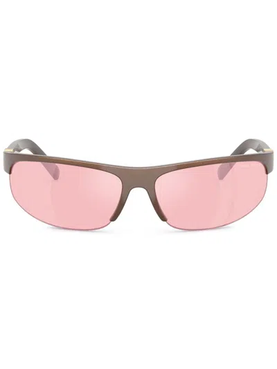 Miu Miu Oval-frame Sunglasses In Brown