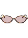 Miu Miu Oval Frame Sunglasses In Brown