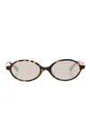 Miu Miu Oval-frame Sunglasses In Brown
