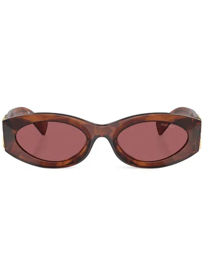 Miu Miu Womens Brown Mu 11ws Oval-shape Acetate Sunglasses
