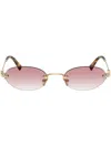 Miu Miu Oval-frame Sunglasses In Gold