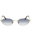 Miu Miu Logo Metal Oval Sunglasses In Gold