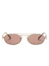 Miu Miu Oval-frame Sunglasses In Gold