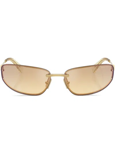 Miu Miu Womens Gold Mu A50s Oval-frame Metal Sunglasses In Yellow Gradient Silver