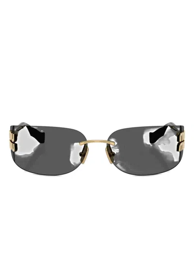 Miu Miu Oval-frame Sunglasses In Gold