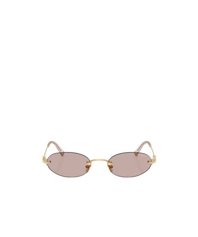 Miu Miu Oval-frame Sunglasses In Brown