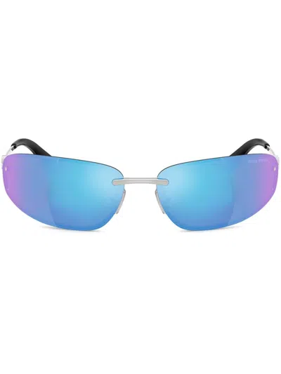 Miu Miu A50s Rimless Oval Metal Sunglasses In Purple