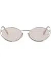 Miu Miu Oval-frame Sunglasses In Silver