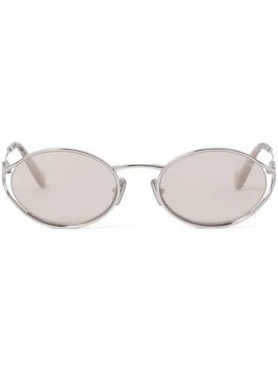 Miu Miu Oval-frame Sunglasses In Silver