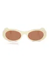Miu Miu Oval-frame Sunglasses In Neutral