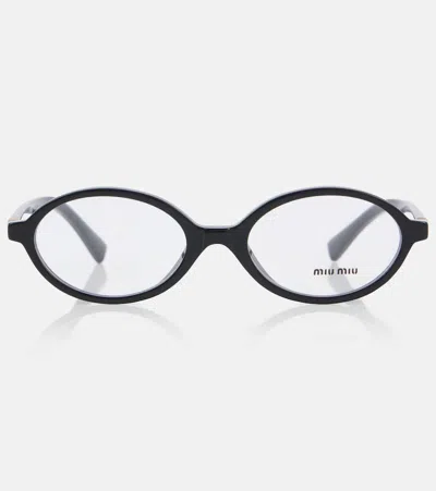 Miu Miu Oval Glasses In Black