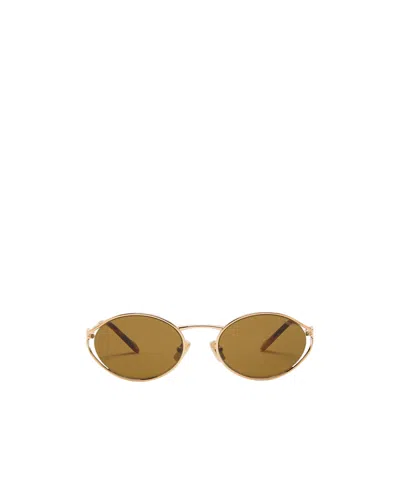 Miu Miu Oval Metal Frame Sunglasses In Brown