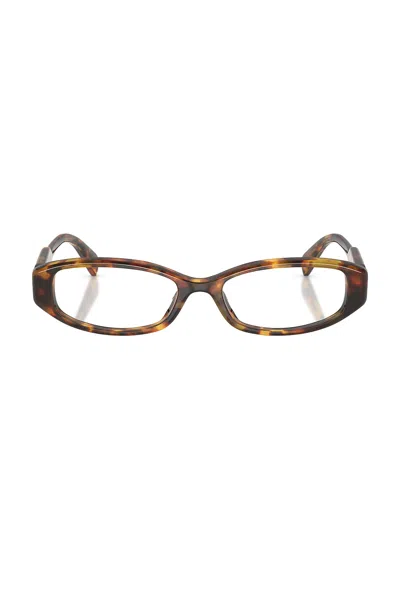 Miu Miu Oval Optical Glasses In Honey Havana