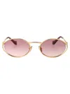 Miu Miu Womens Gold Mu 52ys Round-frame Tinted-lens Metal Sunglasses