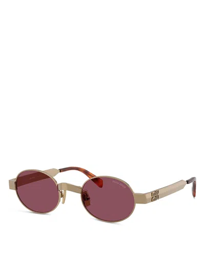 Miu Miu Oval Sunglasses, 47mm In Yellow