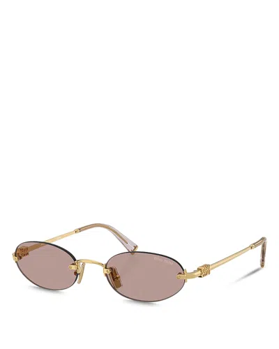 Miu Miu Oval Sunglasses, 51mm In Gold