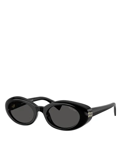Miu Miu Oval Sunglasses, 52mm In Black