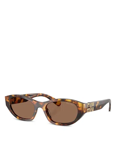 Miu Miu Oval Sunglasses, 53mm In Brown