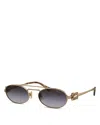Miu Miu Womens Gold Mu 54zs Oval-frame Metal Sunglasses In Brown/gray Gradient