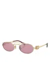 Miu Miu Oval Sunglasses, 53mm In Gold/pink Mirrored Solid