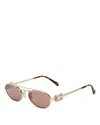 Miu Miu Logo-lettering Oval-frame Sunglasses In Silver Mirrored