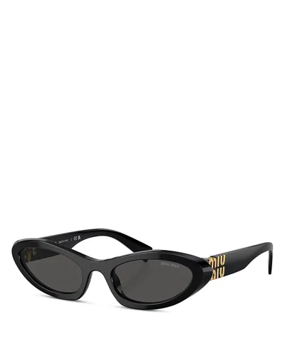 Miu Miu Women's 54mm Logo-accented Oval Sunglasses In Black Dark Grey